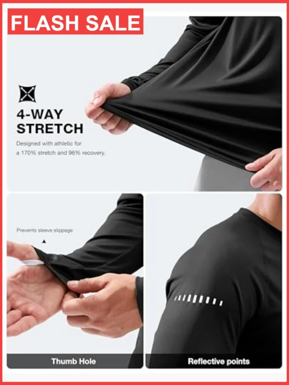 Men's UPF 50+ Long Sleeve Rash Guard Shirt - Lightweight UV Protection